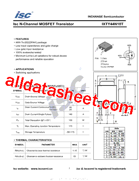 IXTY44N10T Datasheet PDF - Inchange Semiconductor Company Limited