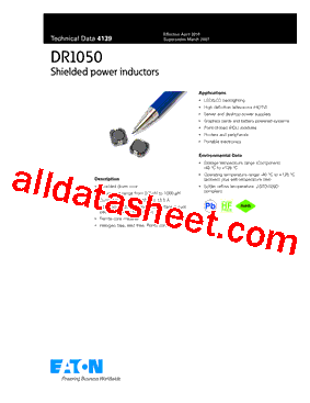 DR1050-151-R Datasheet PDF - Eaton All Rights Reserved.