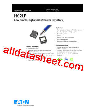HC2LP-6R0-R Datasheet PDF - Eaton All Rights Reserved.