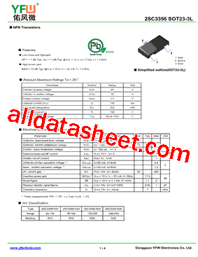 R25 Marking, 2SC3356-R25 Datasheet(PDF) - DONGGUAN YOU FENG WEI ...