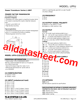 LPFU-142P-A/Q Datasheet PDF - M-System Co.,Ltd.