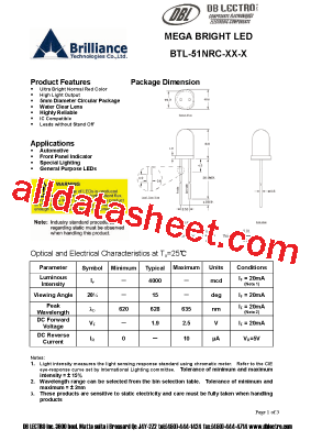 BTL-51NRC-O2-R Datasheet PDF - DB Lectro Inc