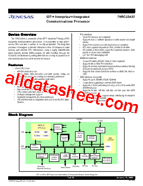 79RC32H435-350BCI Datasheet PDF - Renesas Technology Corp