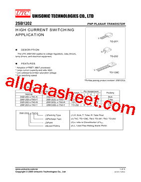 2SB1202-R-TM3-R Datasheet PDF - Unisonic Technologies