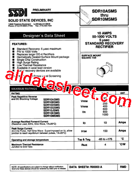 SDR10JSMS Datasheet PDF - Solid States Devices, Inc