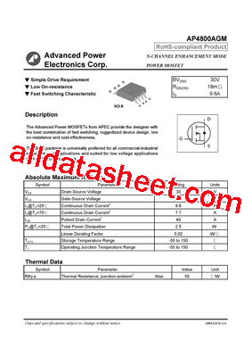 AP4800AGM Datasheet PDF - Advanced Power Electronics Corp.