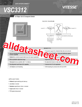 VSC3312 Datasheet PDF - Vitesse Semiconductor Corporation