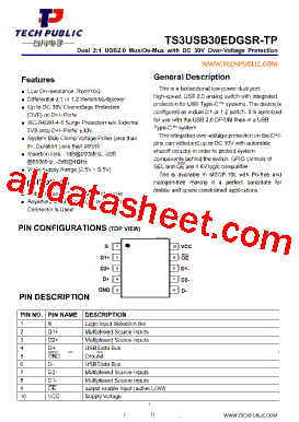 TS3USB30EDGSR-TP Datasheet PDF - TECH PUBLIC Electronics co LTD
