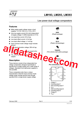 LM293D Datasheet PDF - STMicroelectronics