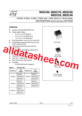 M93C76-RBN3TP Datasheet PDF - STMicroelectronics