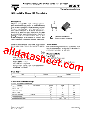 BFQ67F Datasheet PDF - Vishay Siliconix