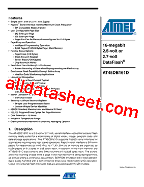 AT45DB161D Datasheet PDF - ATMEL Corporation