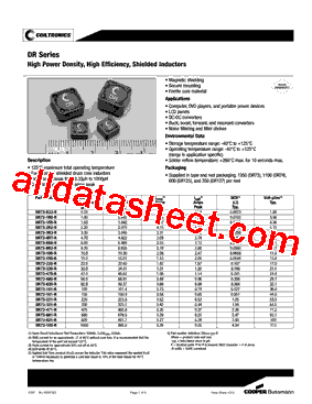 DR73-R33-R Datasheet PDF - Cooper Bussmann, Inc.