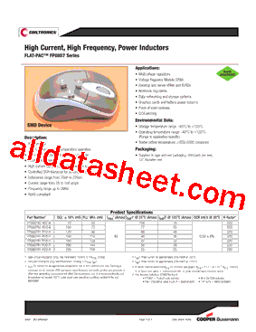 FP0807R1-R20-R Datasheet PDF - Cooper Bussmann, Inc.