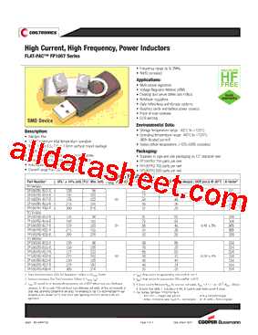 FP1007R3-R27-R Datasheet PDF - Cooper Bussmann, Inc.
