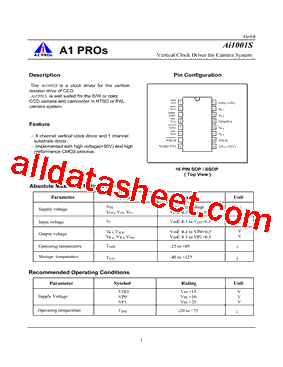 AI1001S Datasheet PDF - A1 PROs co., Ltd.