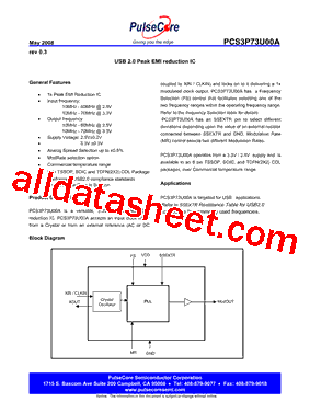 PCS3P73U00AG-08-ST Datasheet PDF - PulseCore Semiconductor