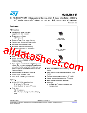 M24LR64-R-MB6T/2 Datasheet PDF - STMicroelectronics