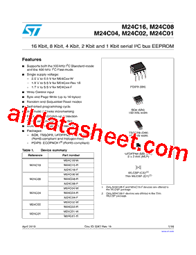 M24C01-R Datasheet PDF - STMicroelectronics