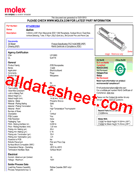 0714393364 Datasheet PDF - Molex Electronics Ltd.