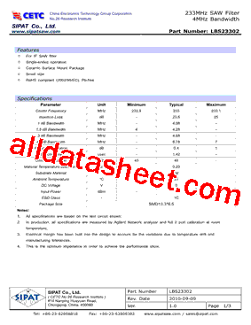 LBS23302 Datasheet PDF - SIPAT Co,Ltd