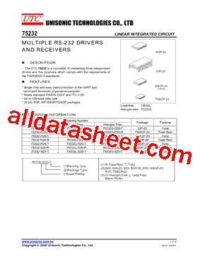 75232L-R20-R Datasheet PDF - Unisonic Technologies