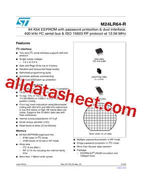 M24LR64-RMB6T2 Datasheet PDF - STMicroelectronics