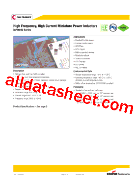 MPI4040R4-R22-R Datasheet PDF - Cooper Bussmann, Inc.