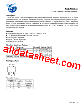 ACE1085G18YM+H Datasheet PDF - ACE Technology Co., LTD.