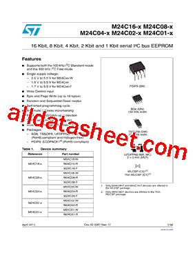 M24C08-R Datasheet PDF - STMicroelectronics