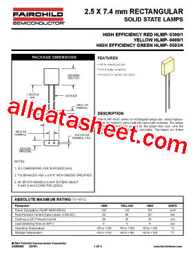 HLMP-0301 Datasheet PDF - Fairchild Semiconductor