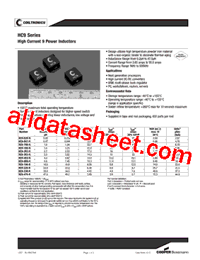 HC9-R47-R Datasheet PDF - Cooper Bussmann, Inc.