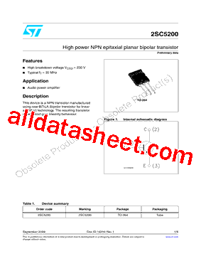 2SC5200 Datasheet PDF - STMicroelectronics