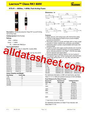 KTS-R-110 Datasheet PDF - Cooper Bussmann, Inc.