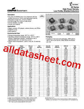 SD10-R47-R Datasheet PDF - Cooper Bussmann, Inc.