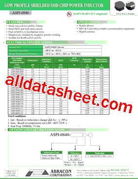 ASPI-0840-R50 Datasheet PDF - Abracon Corporation