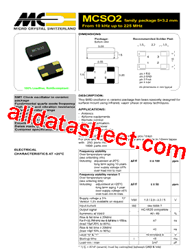 MCSO2 Datasheet PDF - MICORO CRYSTAL SWITZERLAND